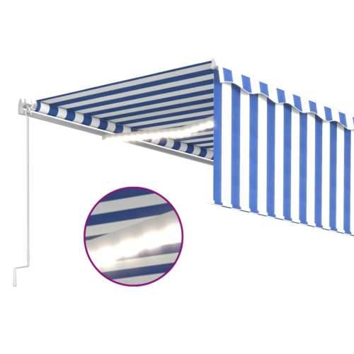 Tenda na ručno uvlačenje s roletom LED 5 x 3 m plavo-bijela - Plava i bijela 5 x 3 m 1 Cijena