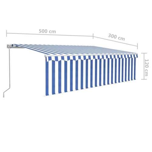 Tenda na ručno uvlačenje s roletom LED 5 x 3 m plavo-bijela - Plava i bijela 5 x 3 m 1 Cijena
