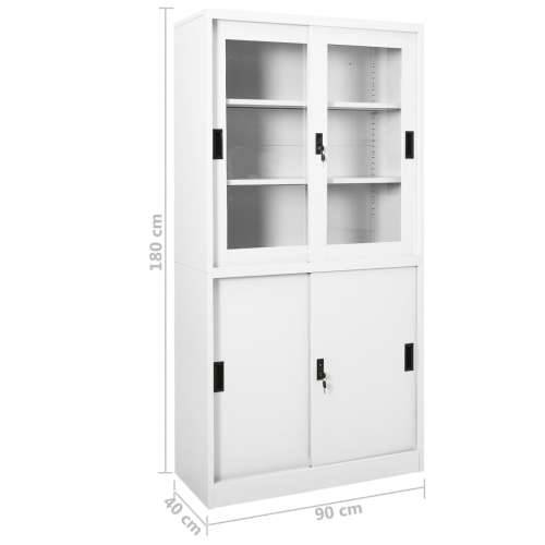 Uredski ormarić s kliznim vratima bijeli 90x40x180 cm čelični - Bijela 1 Cijena