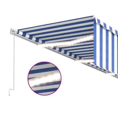 Tenda na ručno uvlačenje s roletom LED 6 x 3 m plavo-bijela - Plava i bijela 6 x 3 m 1 Cijena