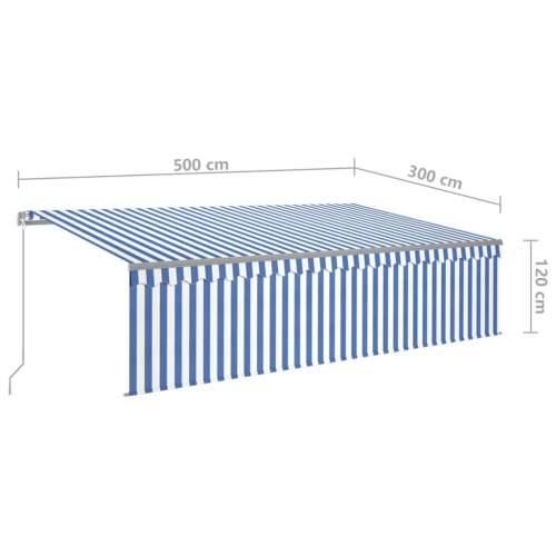 Tenda na ručno uvlačenje s roletom 5 x 3 m plavo-bijela - Plava i bijela 5 x 3 m 1 Cijena