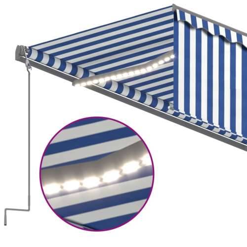 Tenda na ručno uvlačenje s roletom LED 6 x 3 m plavo-bijela - Plava i bijela 6 x 3 m 1 Cijena