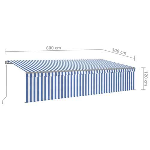 Tenda na ručno uvlačenje s roletom LED 6 x 3 m plavo-bijela - Plava i bijela 6 x 3 m 1 Cijena