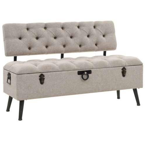 Klupa za pohranu s naslonom 110 cm krem od tkanine - Krema 110 x 52 x 75 cm Cijena