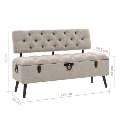 Klupa za pohranu s naslonom 110 cm krem od tkanine - Krema 110 x 52 x 75 cm Cijena