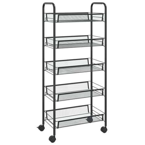 Kuhinjska kolica s 5 razina crna 46 x 26 x 105 cm željezna - Crna 46 x 26 x 105 cm Cijena