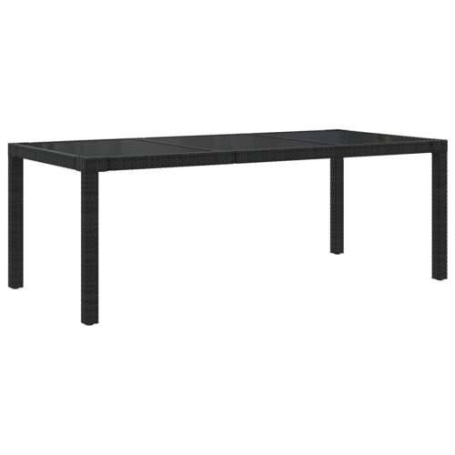 Vrtni stol crni 190x90x75 cm od kaljenog stakla i poliratana Cijena