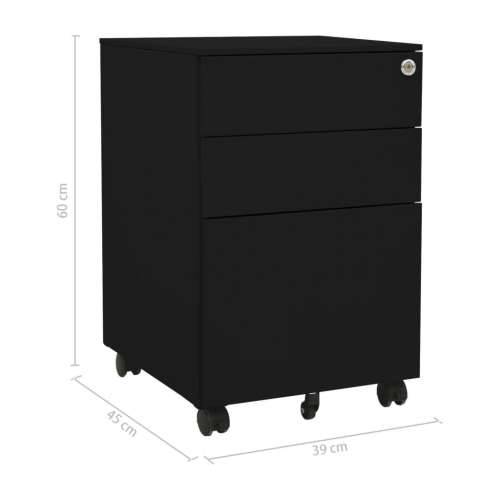 Mobilni ormarić za spise crni 39 x 45 x 60 cm čelični - Crna 1 Cijena