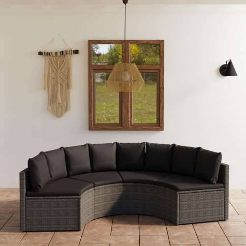 4-dijelni set vrtnih sofa od poliratana s jastucima sivi