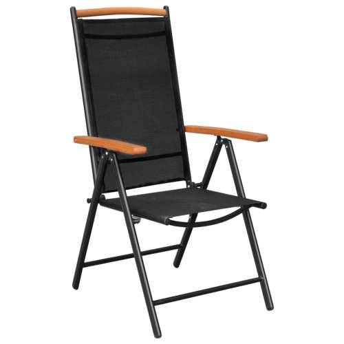 Vrtna garnitura - 5-dijelni vrtni blagovaonski set aluminijski crni - Crna Dužina stola 80 cm 4 Cijena