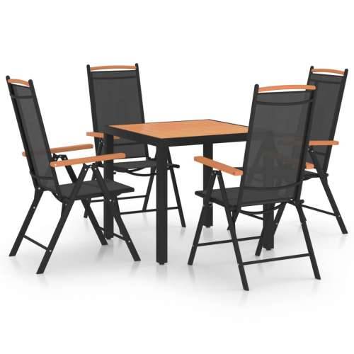 Vrtna garnitura - 5-dijelni vrtni blagovaonski set aluminijski crni - Crna i smeđa Dužina stola 80 cm 4 Cijena