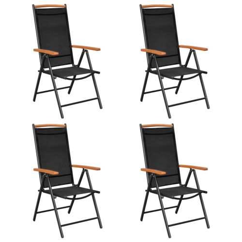 Vrtna garnitura - 5-dijelni vrtni blagovaonski set aluminijski crni - Crna i smeđa Dužina stola 80 cm 4 Cijena