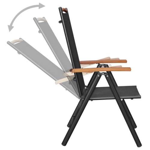 Vrtna garnitura - 5-dijelni vrtni blagovaonski set aluminijski crni - Crna i smeđa Dužina stola 80 cm 4 Cijena