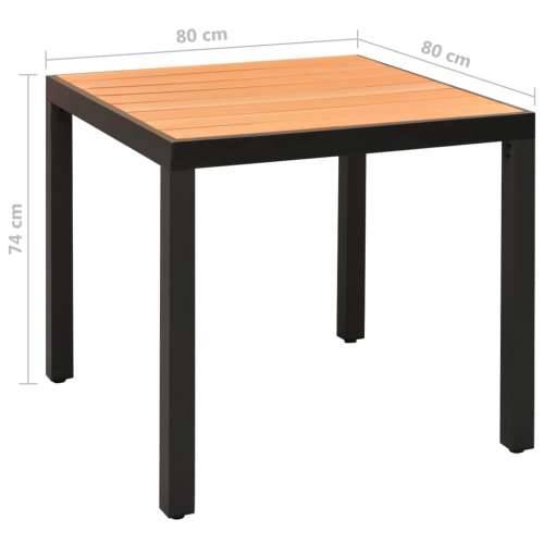 Vrtna garnitura - 5-dijelni vrtni blagovaonski set aluminijski crni - Crna i smeđa Dužina stola 80 cm 4 Cijena
