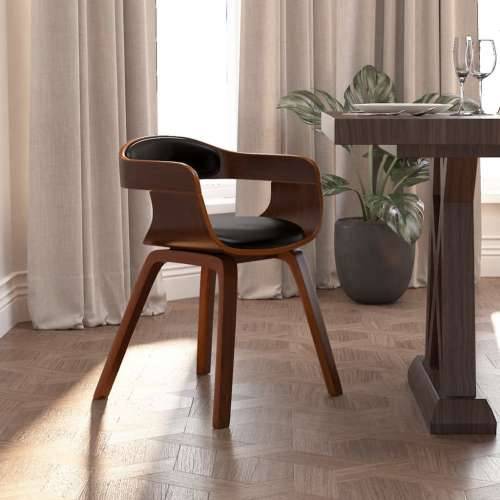 Blagovaonska stolica crna od savijenog drva i umjetne kože Cijena