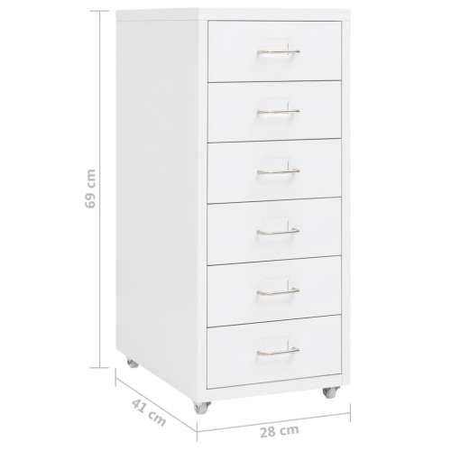 Mobilni ormarić za spise bijeli 28 x 41 x 69 cm metalni - Bijela 1 6 ladica Cijena