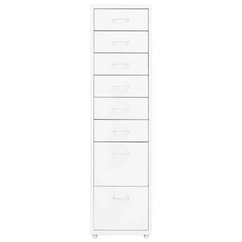 Mobilni ormarić za spise bijeli 28 x 41 x 109  cm metalni - Bijela 1 8 ladica Cijena