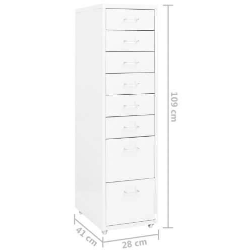 Mobilni ormarić za spise bijeli 28 x 41 x 109  cm metalni - Bijela 1 8 ladica Cijena