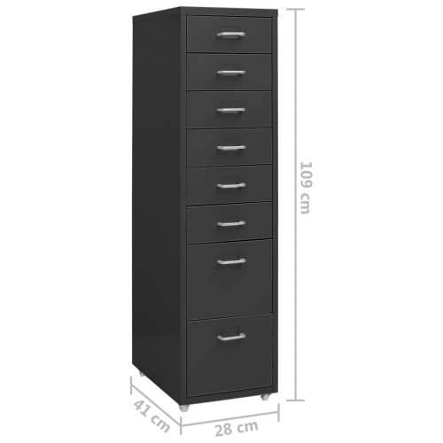 Mobilni ormarić za spise antracit 28 x 41 x 109  cm metalni - Antracit 1 8 ladica Cijena