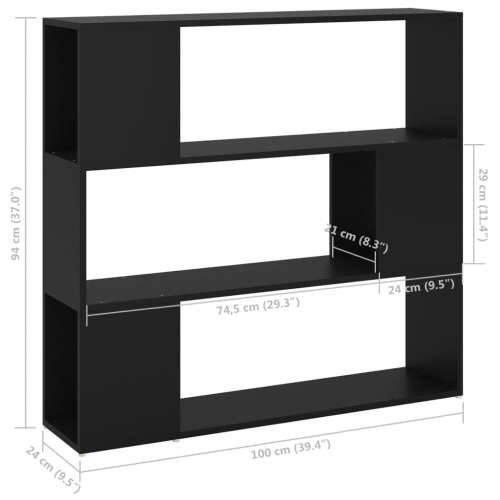 Ormarić za knjige / Paravan - Sobna pregrada crni 100 x 24 x 94 cm - Crna 100 x 24 x 94 cm 1 Cijena