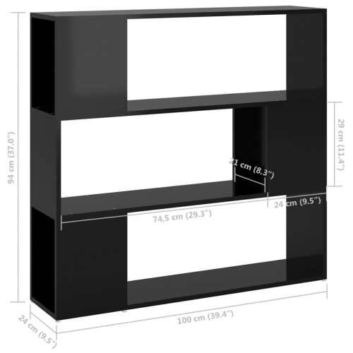 Ormarić za knjige / pregrada visoki sjaj crni 100 x 24 x 94 cm - visoko sjajno crna 1 100 x 24 x 94 cm Cijena