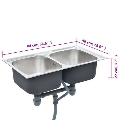 Dvostruki sudoper s cjedilom i sifonom od nehrđajućeg čelika Cijena