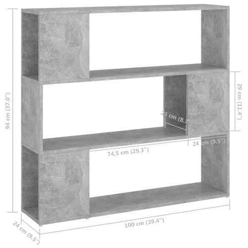 Ormarić za knjige / Paravan - Sobna pregrada boja betona 100 x 24 x 94 cm - Beton siva 100 x 24 x 94 cm 1 Cijena