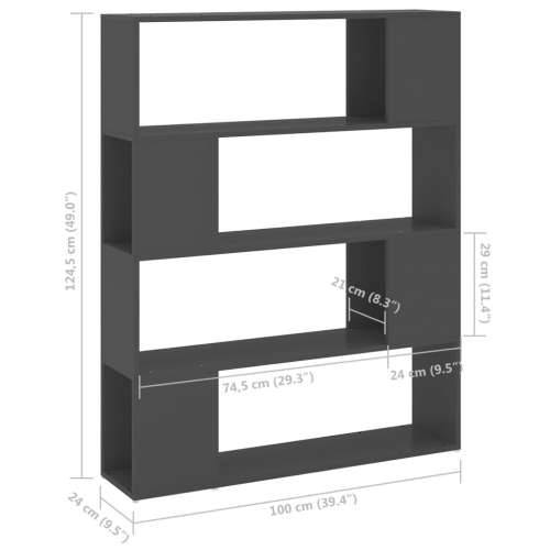 Ormarić za knjige / Paravan - Sobna pregrada sivi 100 x 24 x 124 cm - Siva 1 100 x 24 x 124 cm Cijena
