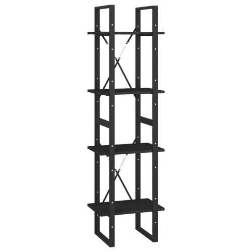 Ormarić za knjige s 4 razine crni 40x30x140 cm masivna borovina - Crna 1 140 cm boja drva Cijena
