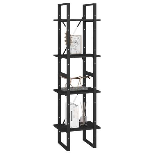 Ormarić za knjige s 4 razine crni 40x30x140 cm masivna borovina - Crna 1 140 cm boja drva Cijena