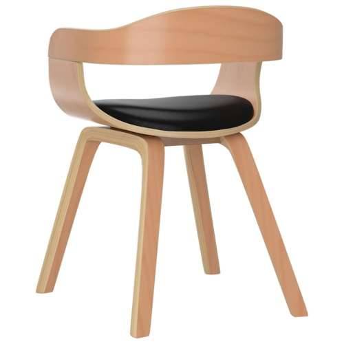 Blagovaonska stolica 2 kom crna savijeno drvo i umjetna koža Cijena