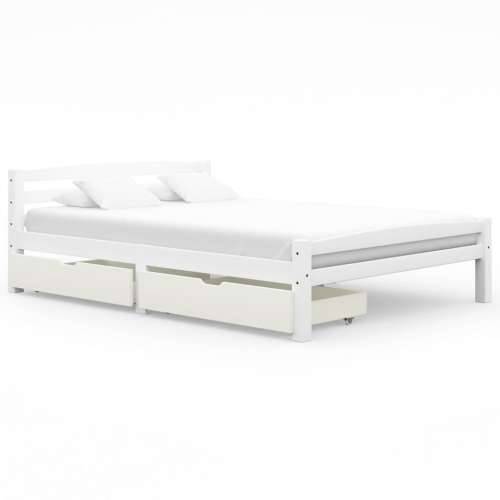 Okvir za krevet s 2 ladice bijeli 140 x 200 cm masivna borovina