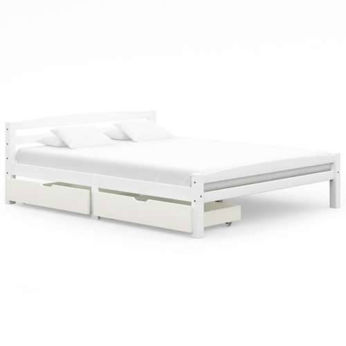 Okvir za krevet s 2 ladice bijeli 160 x 200 cm masivna borovina Cijena