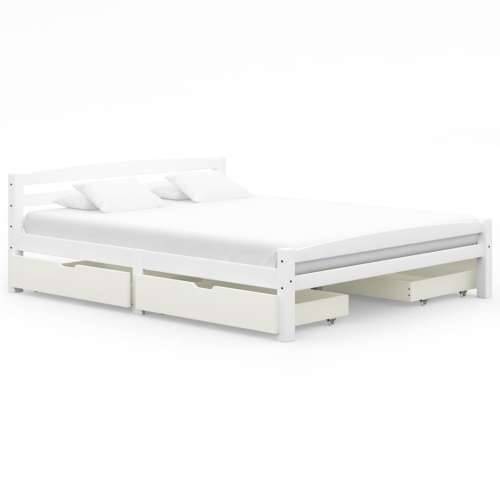 Okvir za krevet s 4 ladice bijeli 160 x 200 cm masivna borovina