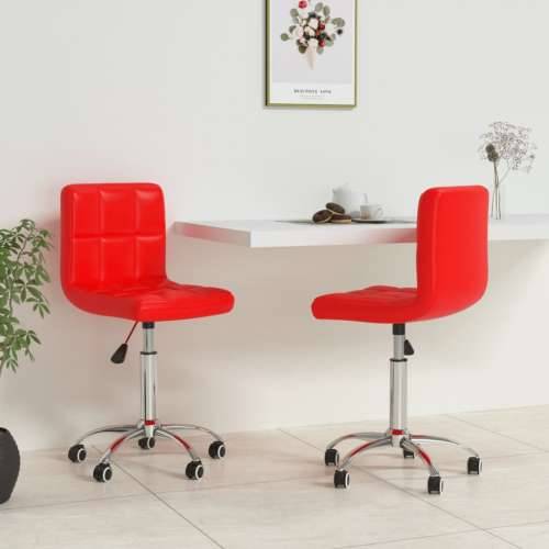 Okretne blagovaonske stolice od umjetne kože 2 kom crvene