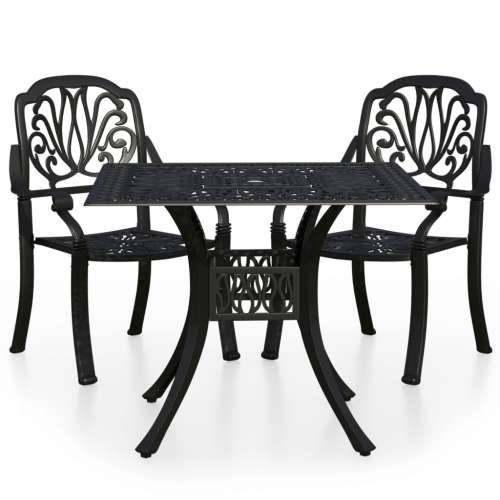 3-dijelni bistro set od lijevanog aluminija crni Cijena