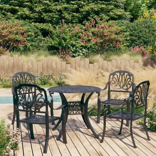 5-dijelni bistro set od lijevanog aluminija crni - Crna 4 Cijena