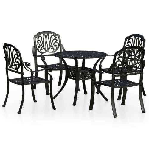 5-dijelni bistro set od lijevanog aluminija crni - Crna 4 Cijena