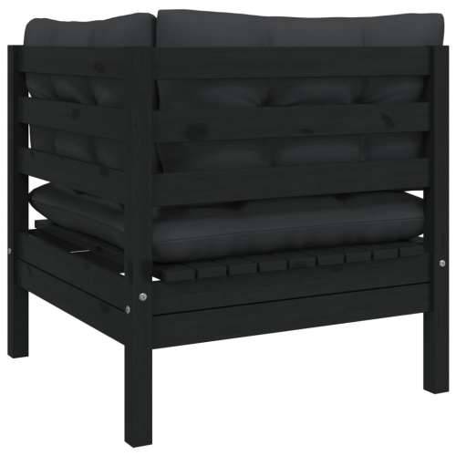 Kutna vrtna sofa s jastucima crna od masivne borovine Cijena