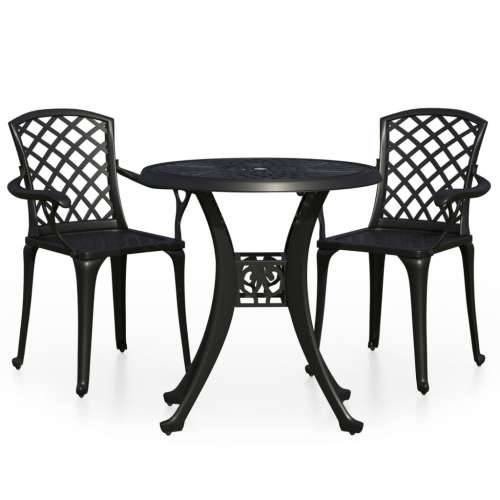 3-dijelni bistro set od lijevanog aluminija crni Cijena