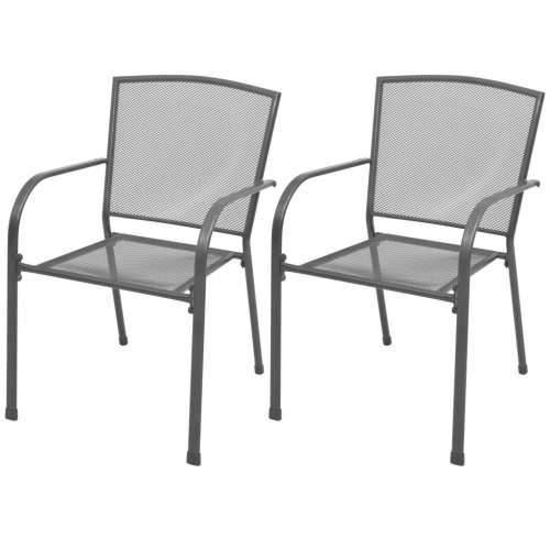 Vrtne složive stolice 2 kom čelik sive Cijena