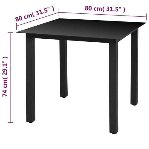 Vrtni stol crni 80 x 80 x 74 cm aluminijum i staklo - Crna 80 x 80 cm 1 Cijena