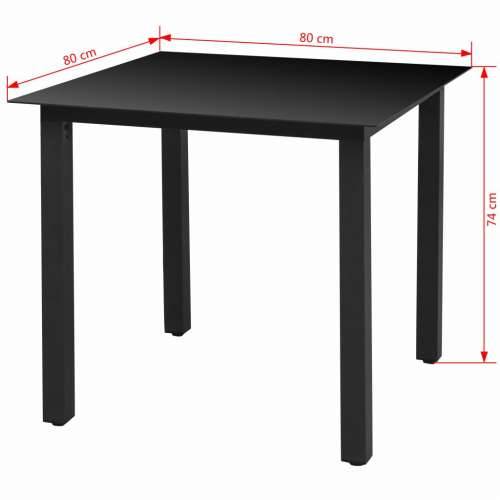 Vrtni stol crni 80 x 80 x 74 cm aluminijum i staklo Cijena