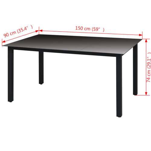 Vrtni stol crni 150 x 90 x 74 cm aluminijum i staklo Cijena