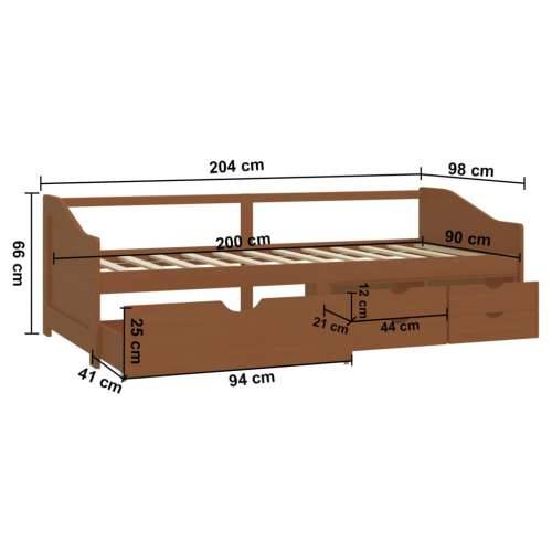Trosjed / dnevni ležaj s ladicama boja meda 90x200 cm borovina - boja meda Cijena