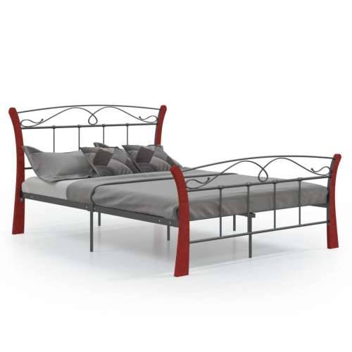 Okvir za krevet crni metalni 120 x 200 cm - crna i tamna boja drva 120 x 200 cm Cijena