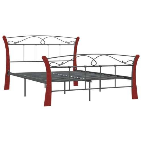 Okvir za krevet crni metalni 120 x 200 cm - crna i tamna boja drva 120 x 200 cm Cijena