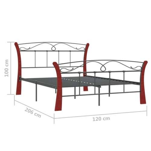Okvir za krevet crni metalni 120 x 200 cm - crna i tamna boja drva 120 x 200 cm Cijena