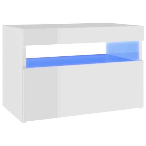 Noćni ormarić s LED svjetlima visoki sjaj bijeli 60x35x40 cm - Visoko sjajno bijela 1 Cijena