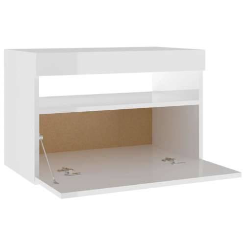 Noćni ormarić s LED svjetlima visoki sjaj bijeli 60x35x40 cm - Visoko sjajno bijela 1 Cijena